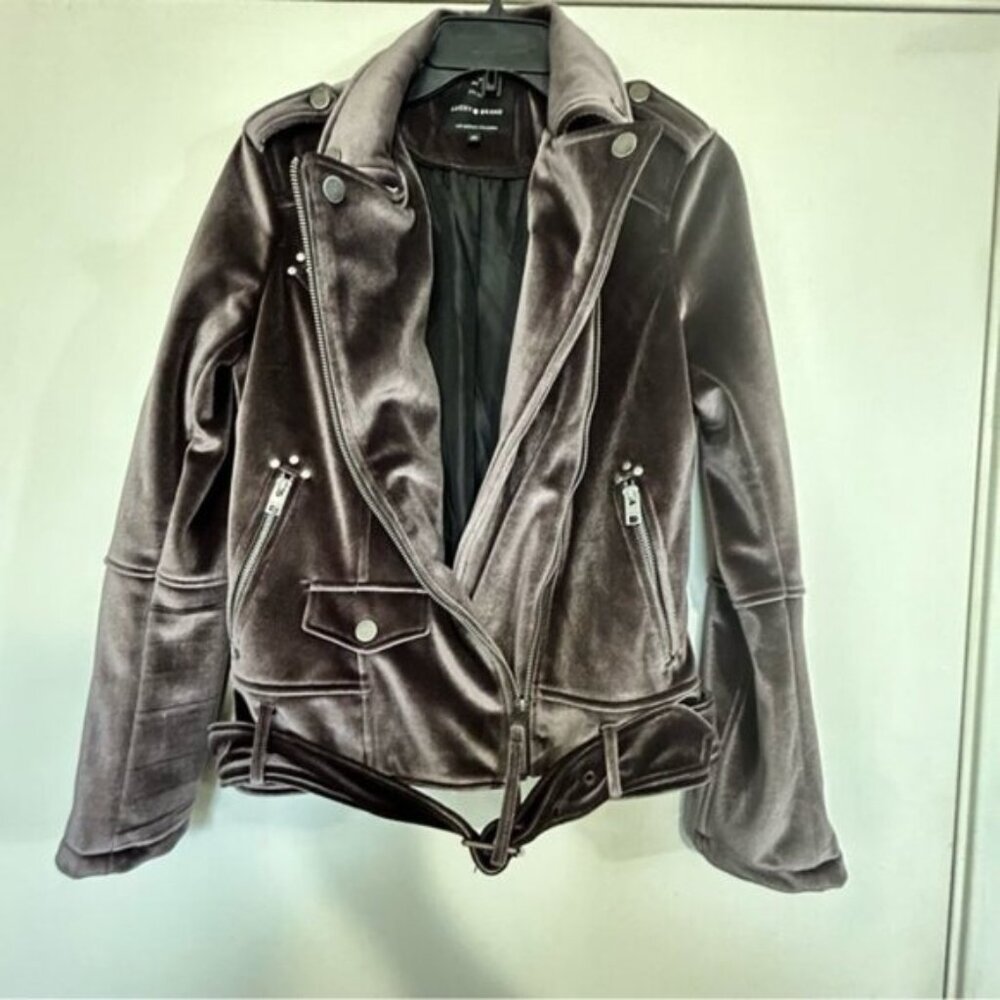 Lucky Brand NWOT- Purple Velvet Moto Jacket- Size X-Small - Picture 5 of 13